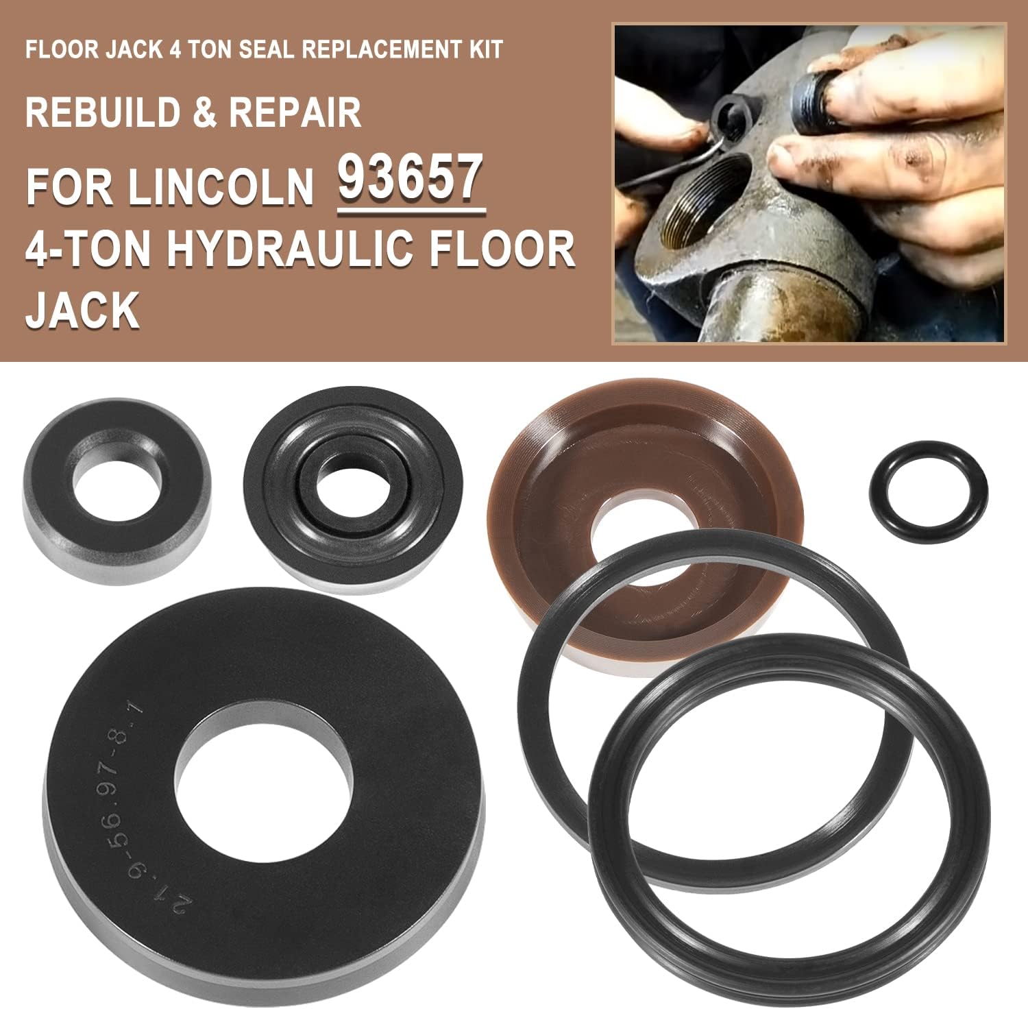 4 Ton Hydraulic Floor Jack Seal Replacement Repair Kit Pack of 2 G584165