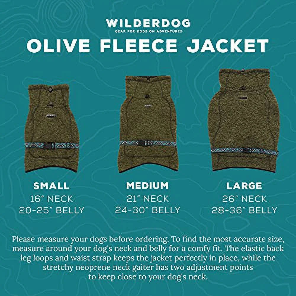 Olive Fleece Dog Jacket with Neoprene Neck Gaiter K93214