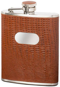 Lizard Pattern Havana Leather Stainless Steel 6oz Hip Flask S3637