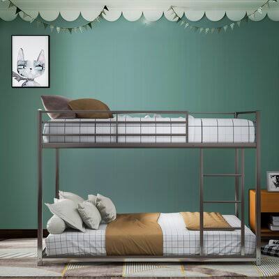 Full Over Full Metal Bunk Bed with Ladder S626130