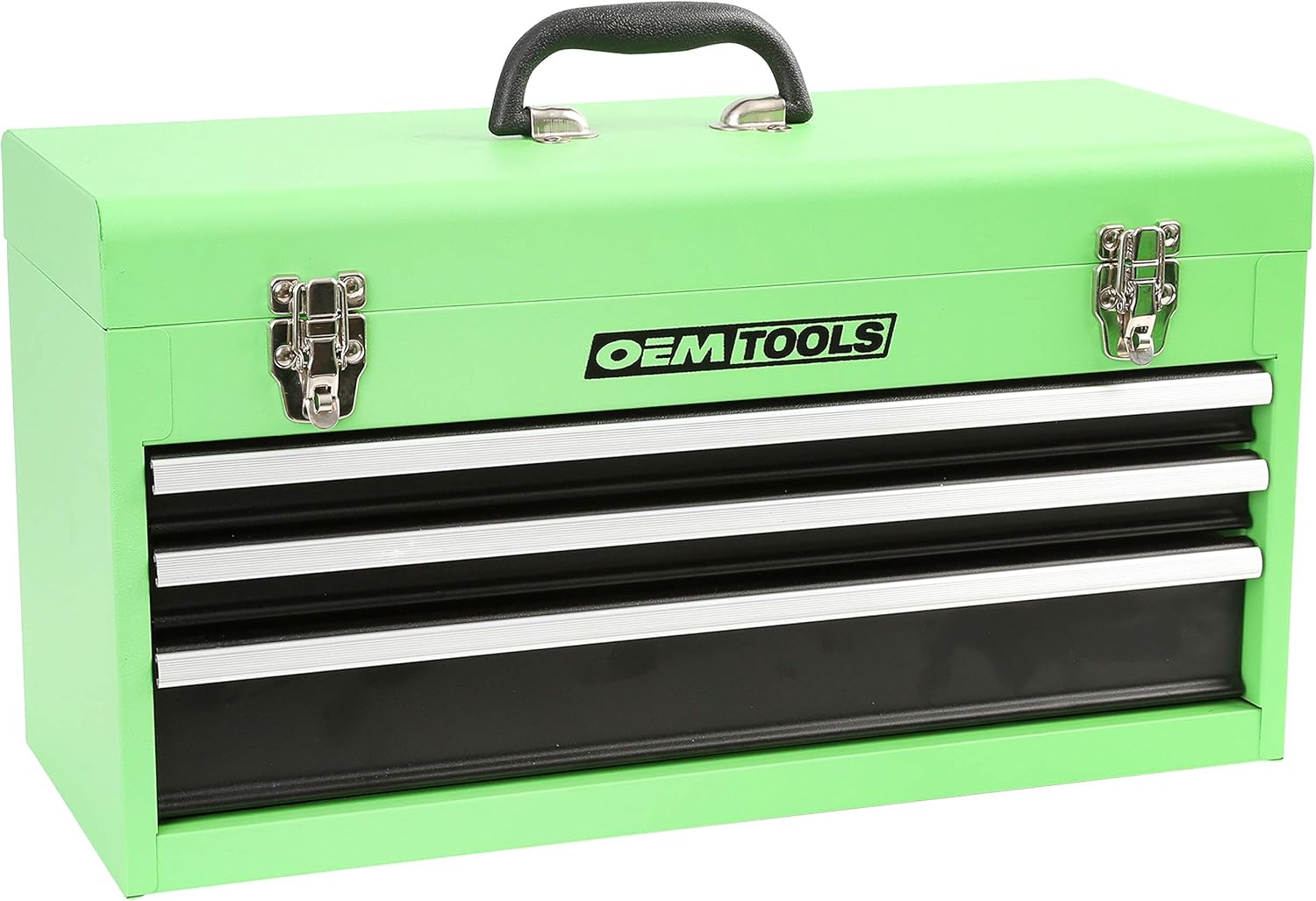 Green Powder-Coated Steel Tool Box with 3 Drawers K640110