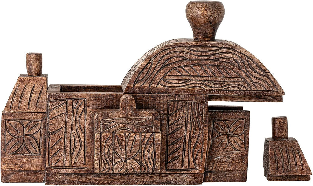 Carved Mango Wood Boxes, Natural, Pack of 2 K849450