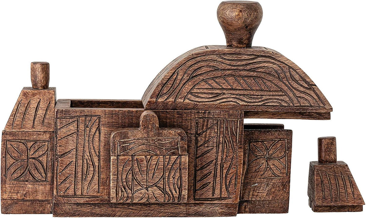 Carved Mango Wood Boxes, Natural, Pack of 2 K849450