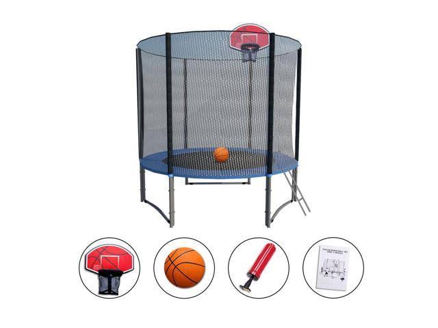 Net Ladder Basketball Hoop 8& Round Trampoline with Safety Enclosure K126118