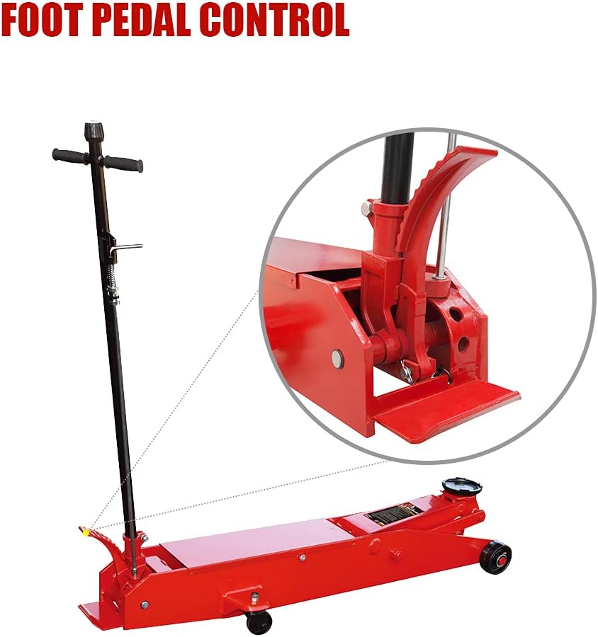 Red Hydraulic Heavy Duty Floor Jack with Foot Pedal Y161902