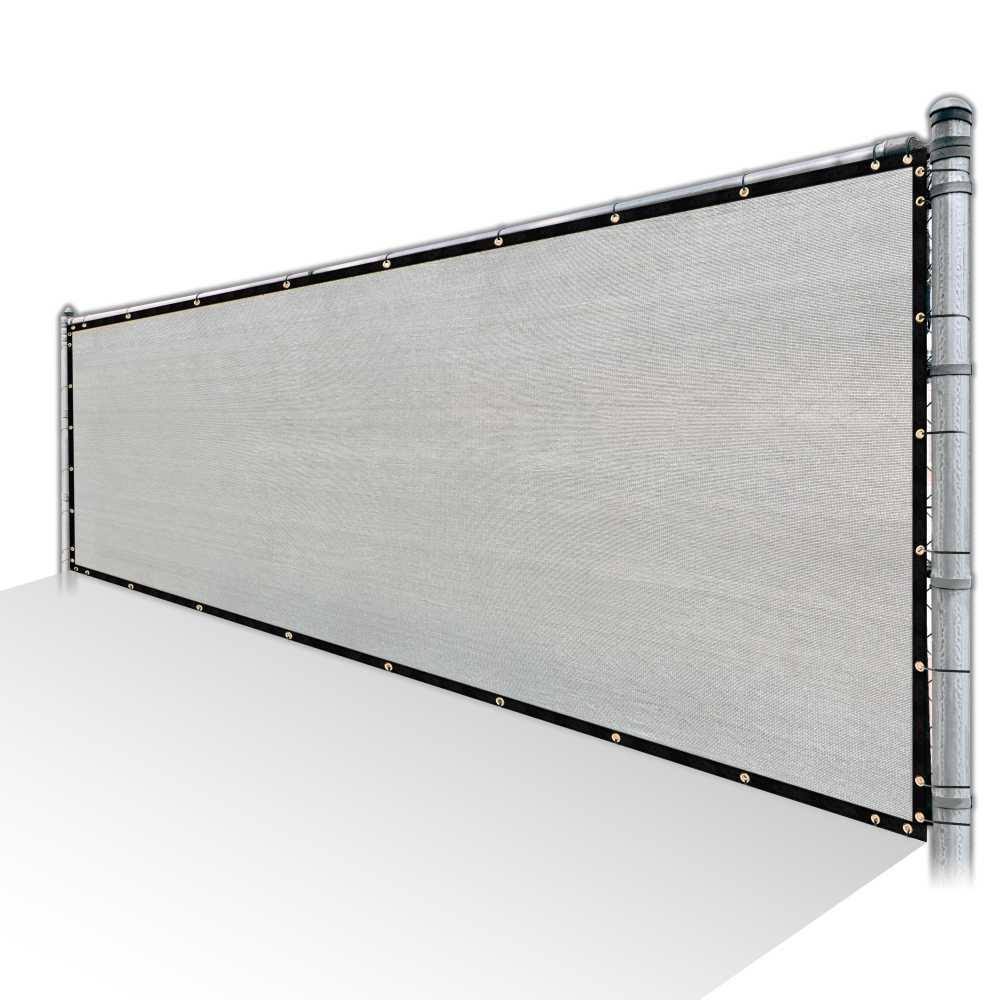 Grey Privacy Fence Screen HDPE Mesh Windscreen with Reinforced Grommets M7394