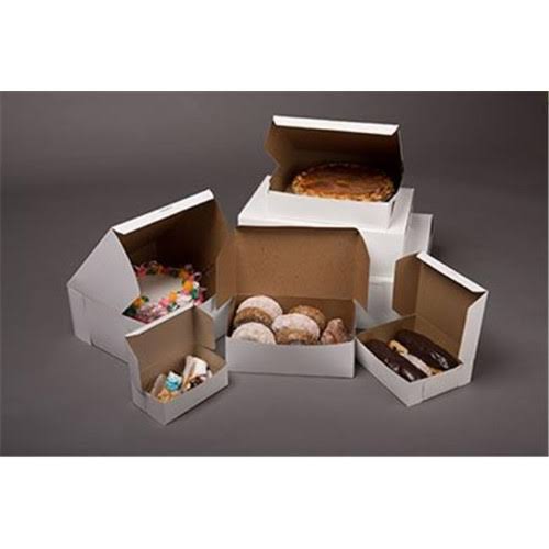 White Lock Corner Chipboard Bakery Box, Case of 100 A4354