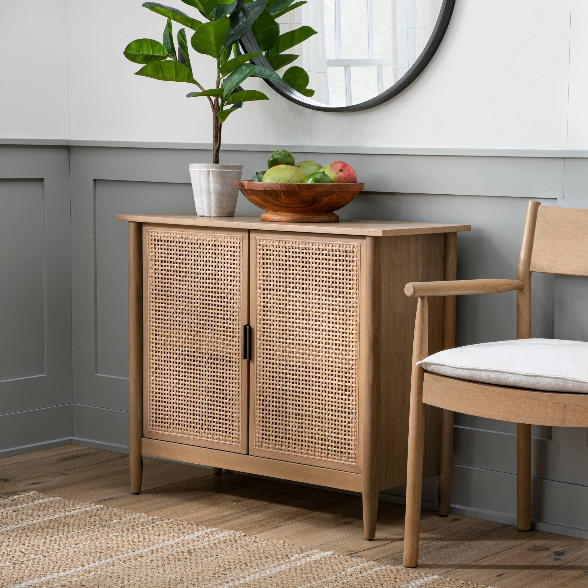 Natural Wood & Cane Cabinet B36631