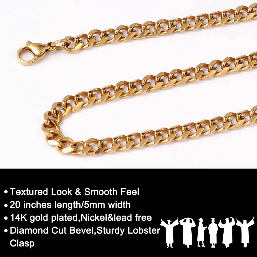 Gold Plated Stainless Steel Black Chunky Cuban Link Chain Necklace G9423