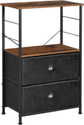 Rustic Brown and Black Nightstand with 2 Fabric Drawers P911