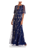 Navy Keyhole Full-Length Sheath Dress A216074