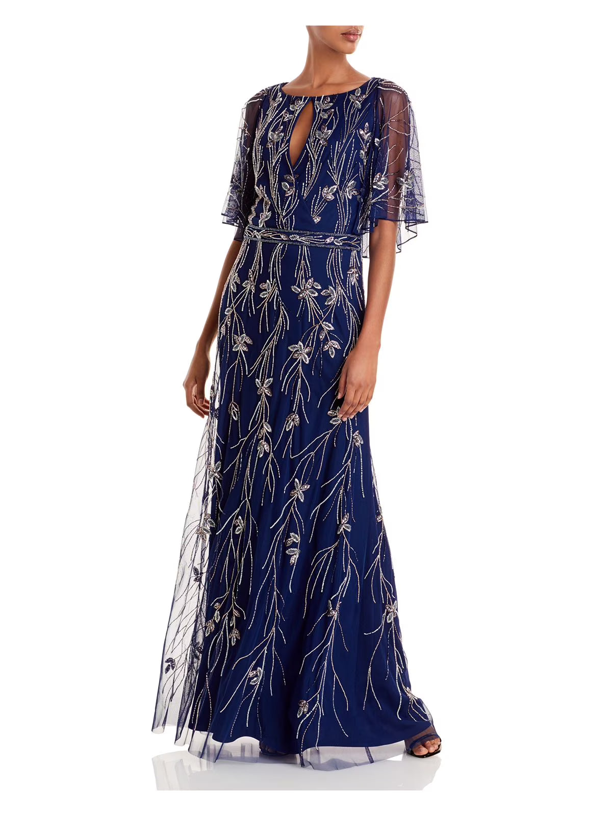 Navy Keyhole Full-Length Sheath Dress A216074