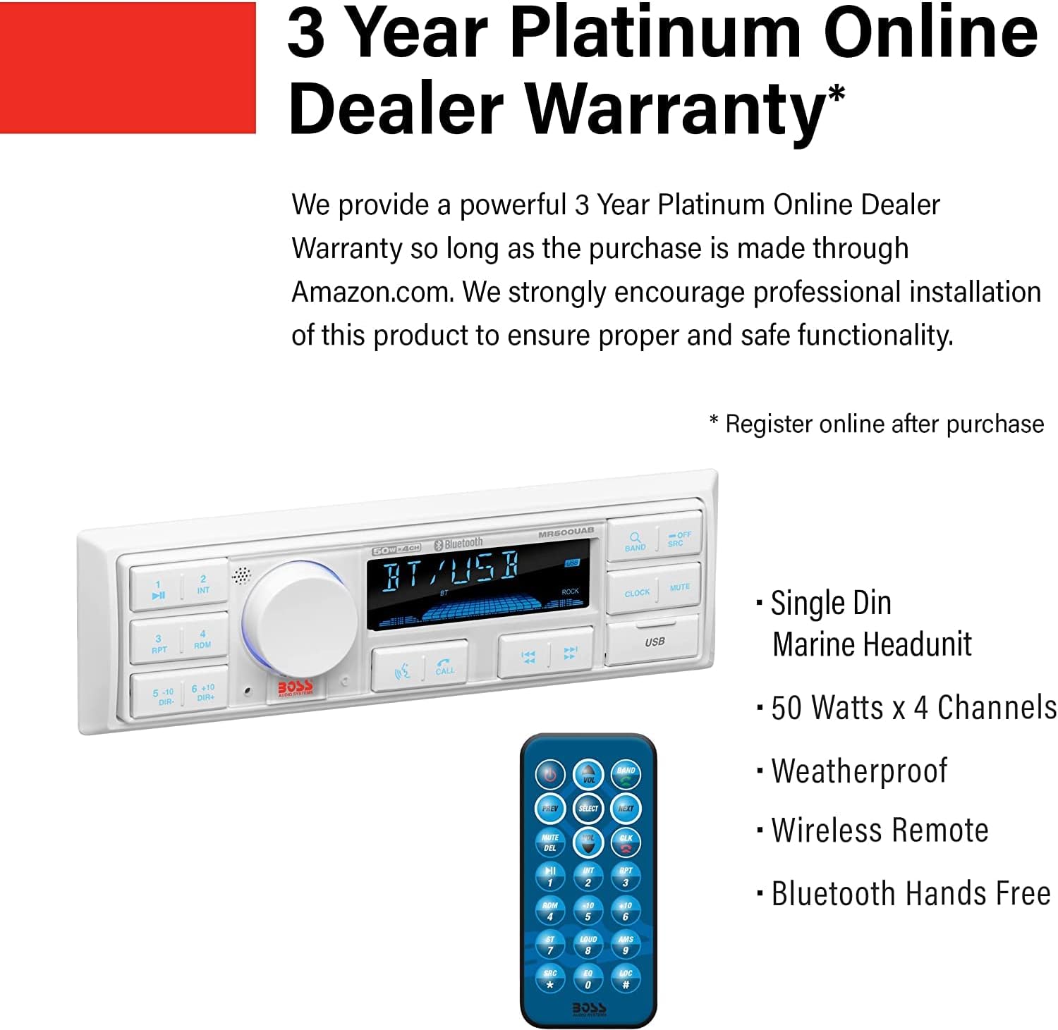 Marine Stereo & Four Speakers Boat Audio Bundle with Bluetooth Q6088