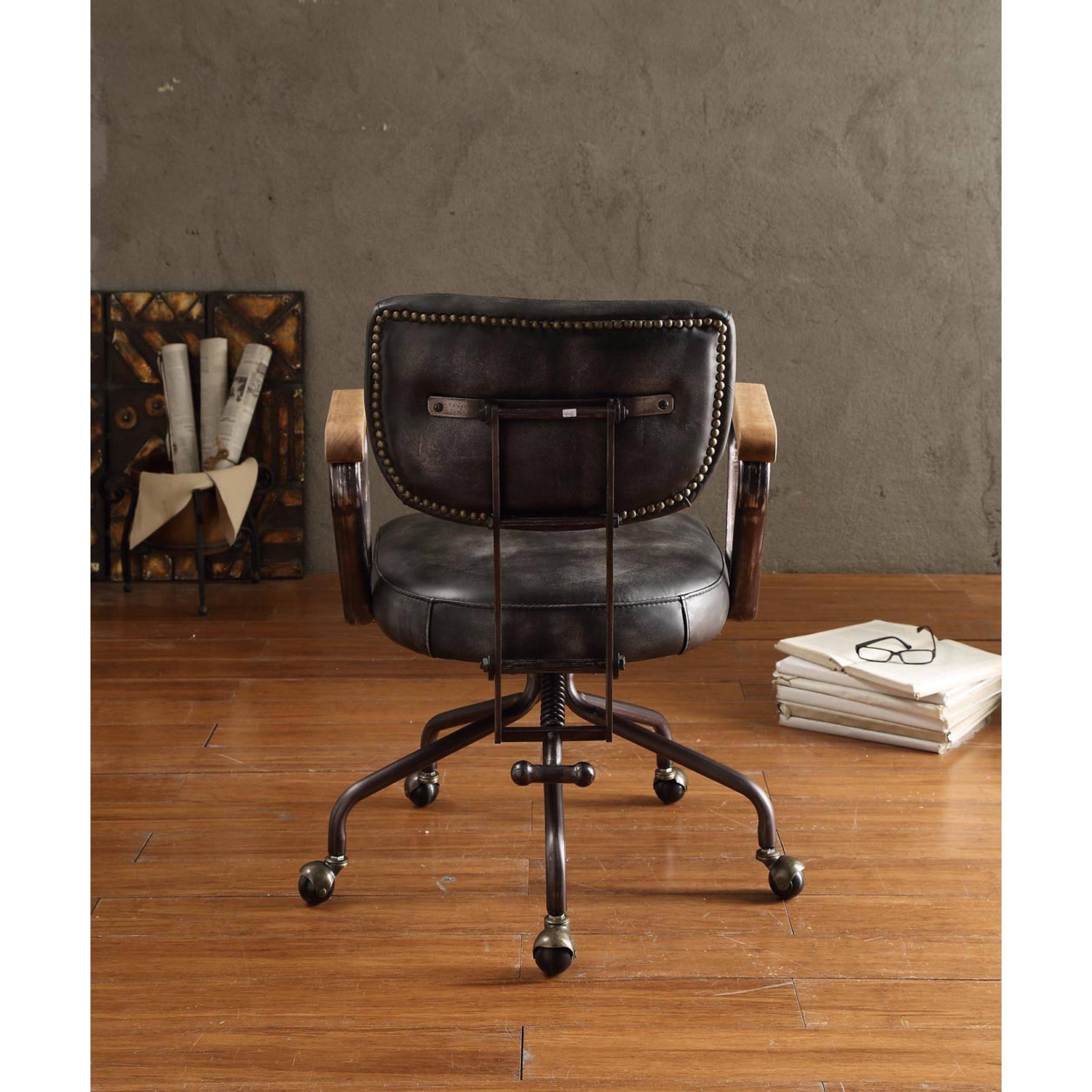 Vintage Black Leather Executive Office Chair F999345