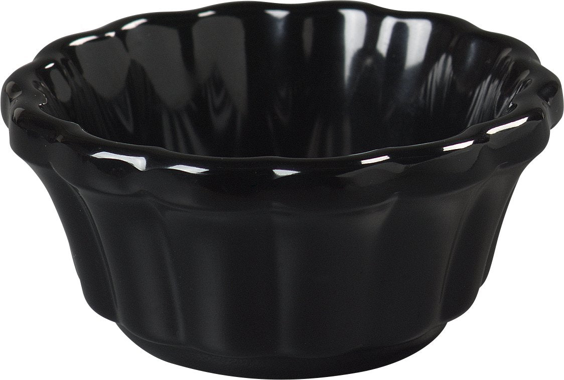 Black Melamine Scalloped Ramekin, 2 oz, Pack of 48 Y23426