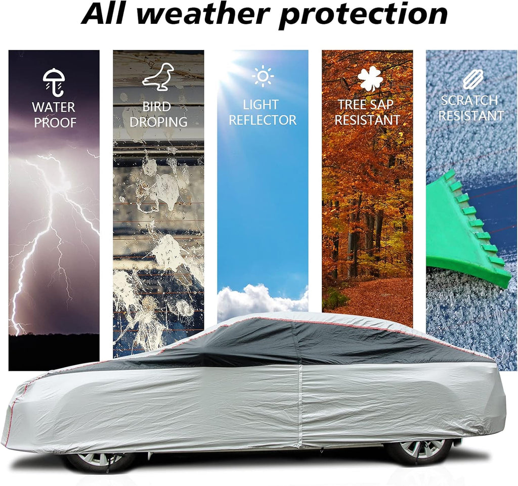 Waterproof All Weather Full Exterior Car Cover with Zipper for Sedan F26013