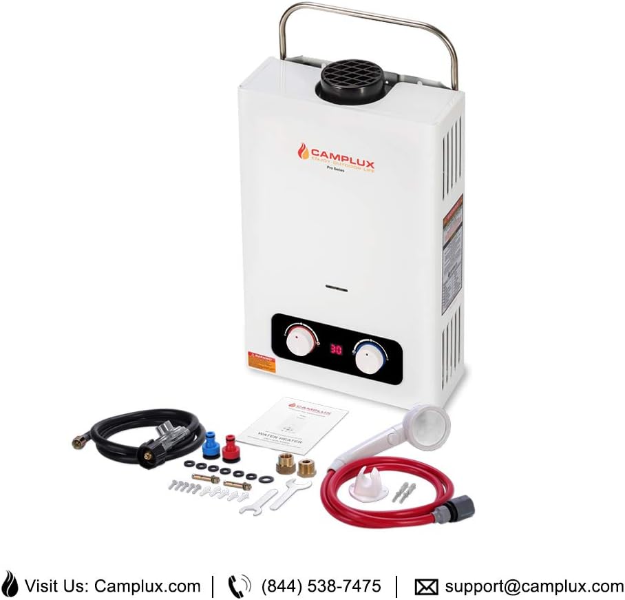 Tankless Propane Water Heater, Outdoor Portable Gas Water Heater, White X336