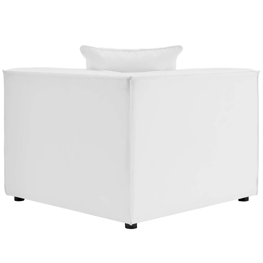 White Fabric Outdoor Loveseat Chaise Sofa R71276