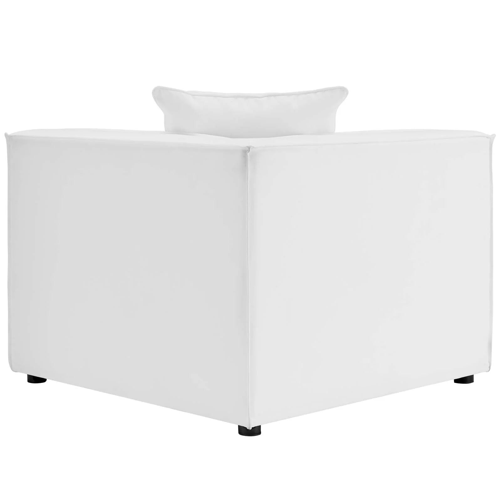 White Fabric Outdoor Loveseat Chaise Sofa R71276