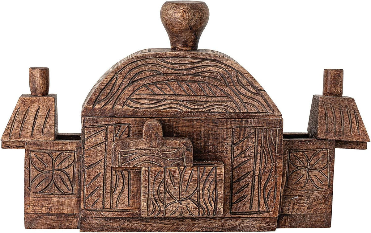 Carved Mango Wood Boxes, Natural, Pack of 2 K849450