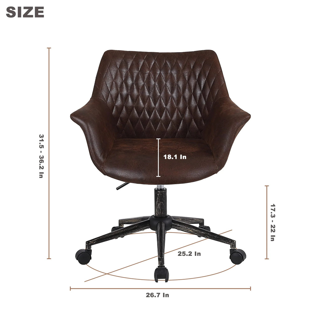Faux Leather Height Adjustable Desk Chair with Armrest and Wheels Z8551