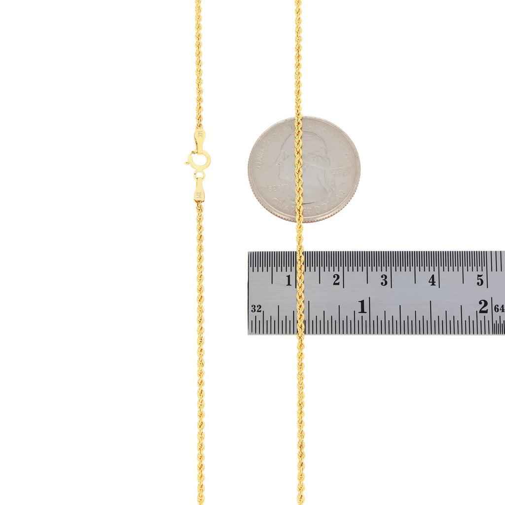 14k Yellow Gold 1.5mm Rope Chain Diamond Cut Necklace 16" - 24" F679