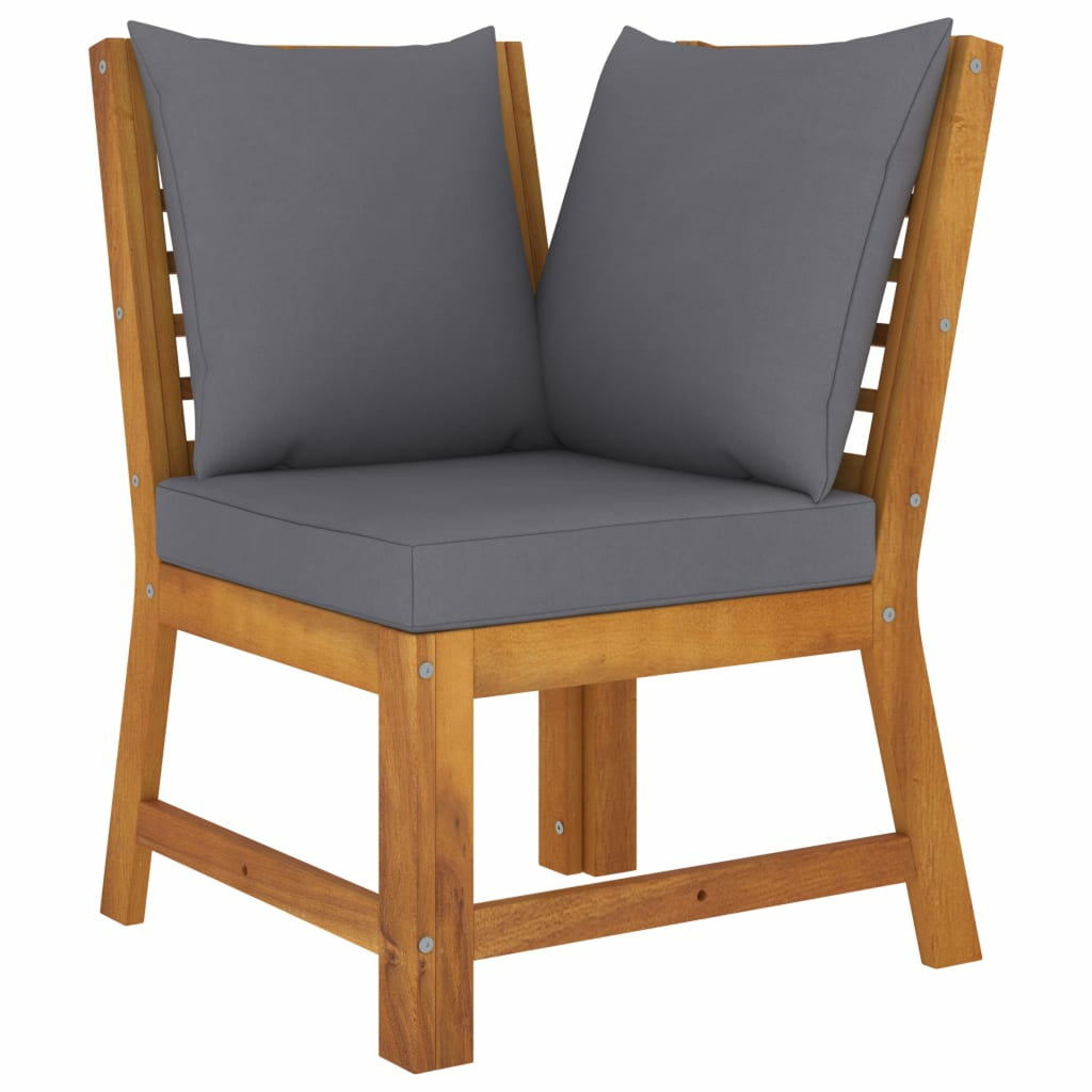 6 Piece Patio Lounge Set with Cushions Acacia Wood Outdoor Sectional Set I7897