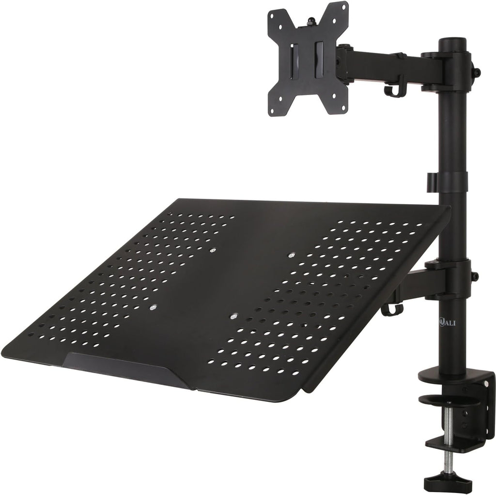 Single LCD Monitor Desk Mount with Extra Laptop Tray, Black, Pack of 2 A19978