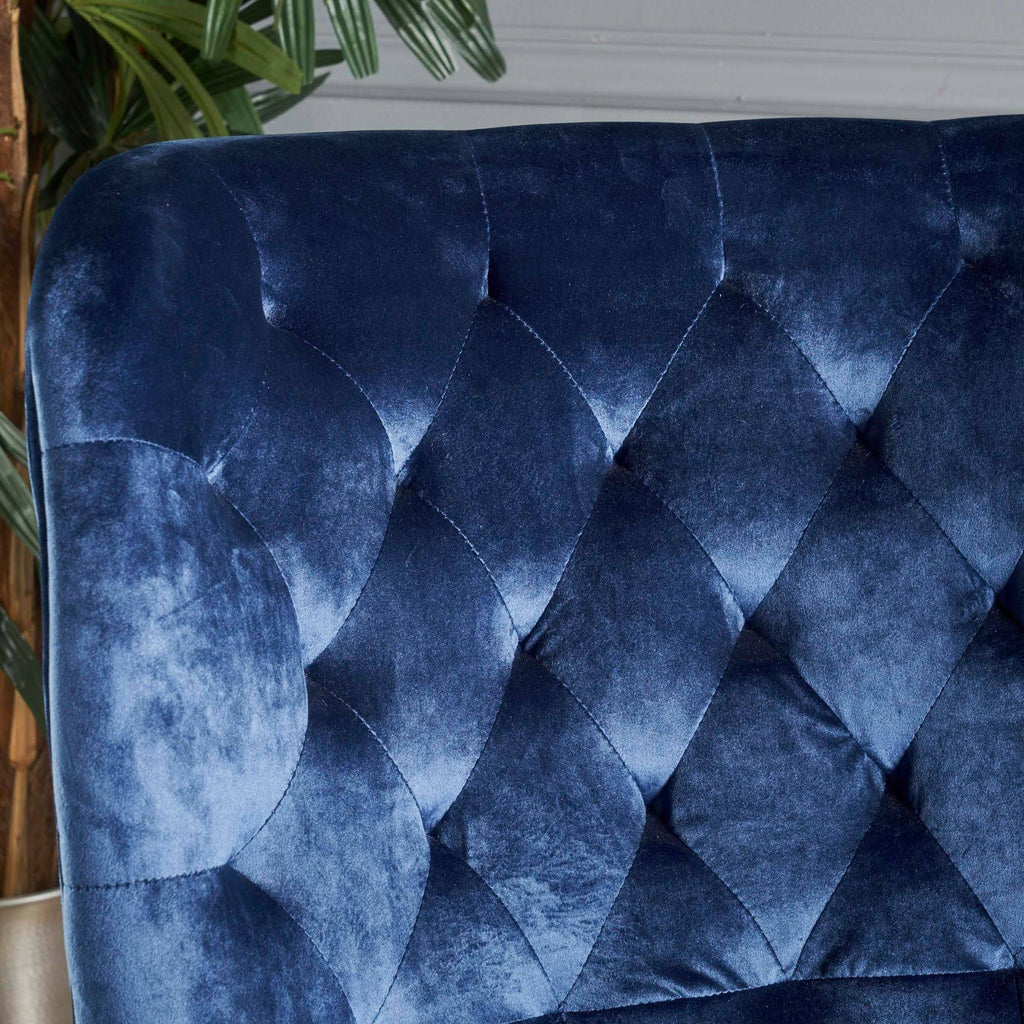 Cobalt Blue and Brown Tufted Club Chair E394