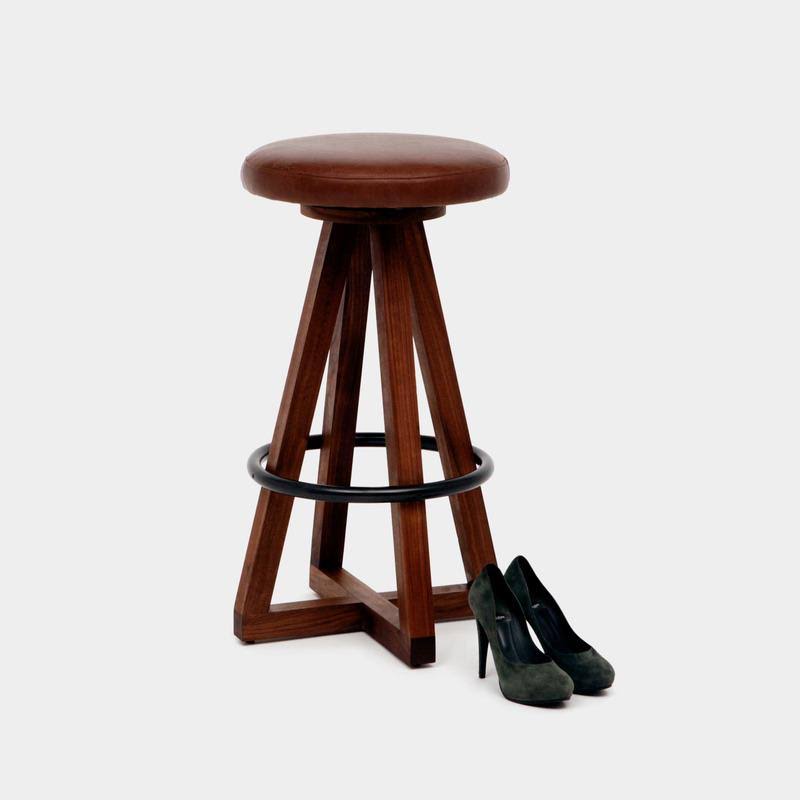 Black Oak Night Blackened Steel Stool U58236