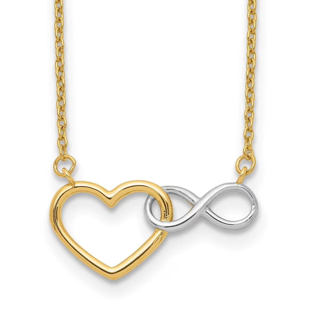 14K Yellow Gold and White Rhodium Heart with Infinity Symbol Necklace 17" D158185
