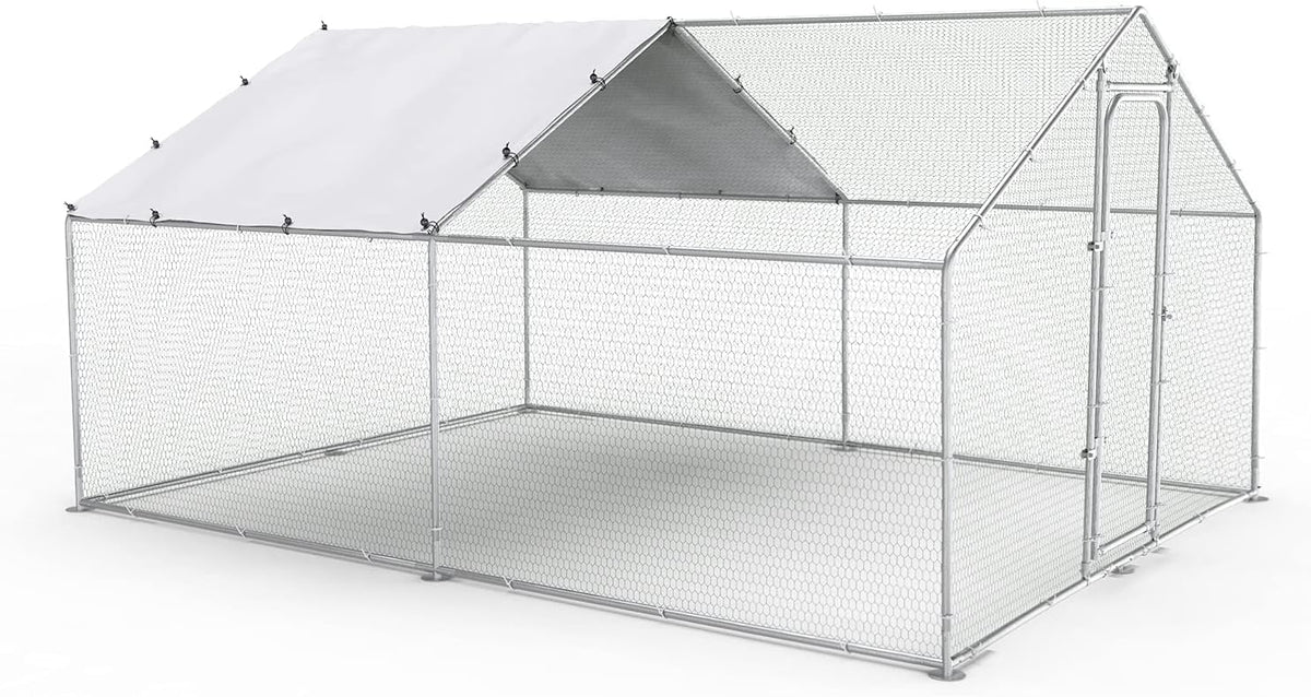 Large Metal Chicken Coop Run Outdoor Poultry Cage W950059