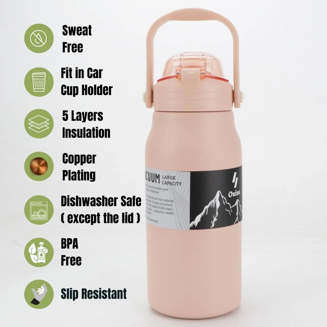 44 oz Insulated Stainless Steel Water Bottle with Straw R4167