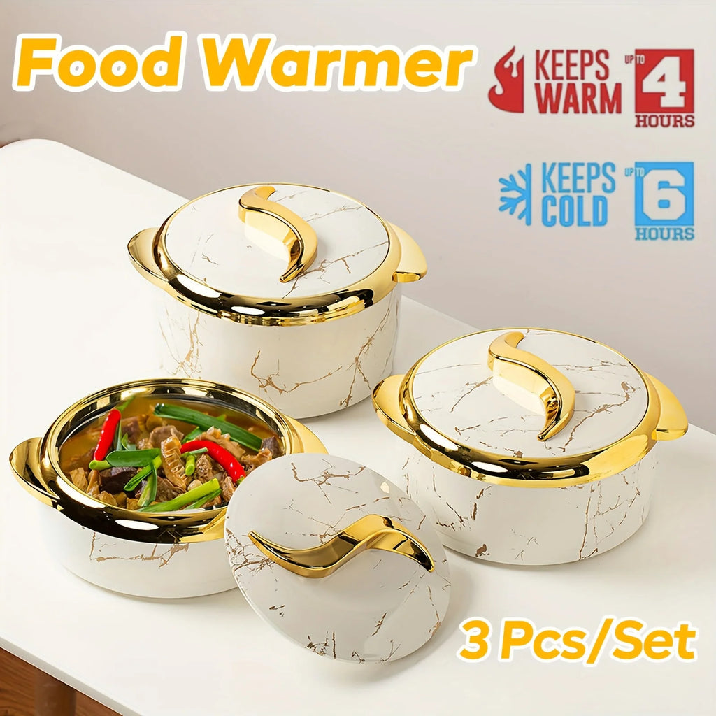 3pcs Insulated Stainless Steel Thermal Casserole Dish Set With Lids I22066