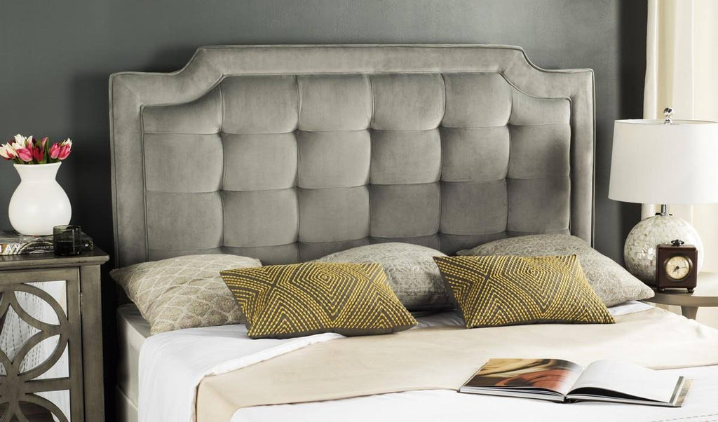 Pewter Twin Tufted Velvet Headboard D349906