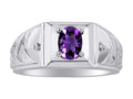 Sterling Silver Oval Gemstone & Genuine Diamond Ring T118901