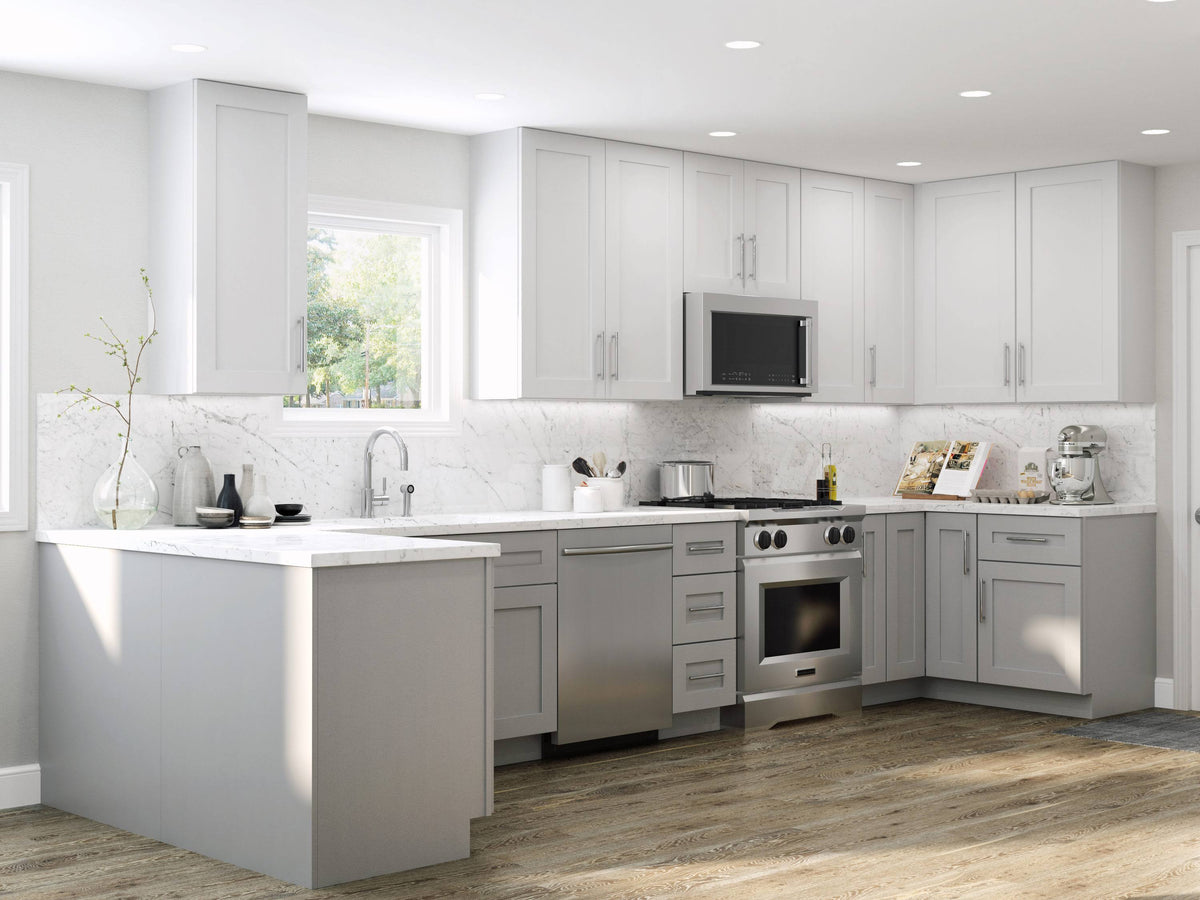 Veiled Gray Shaker Assembled Plywood Base Kitchen Cabinet with Soft Close U249027