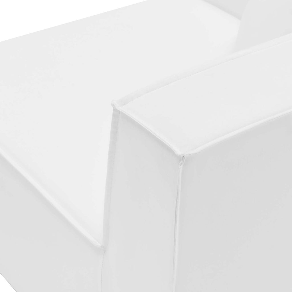 White Fabric Outdoor Loveseat Chaise Sofa R71276