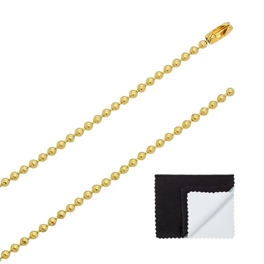 14k Yellow Gold Plated Ball Chain Necklace, 24 inches Z5720