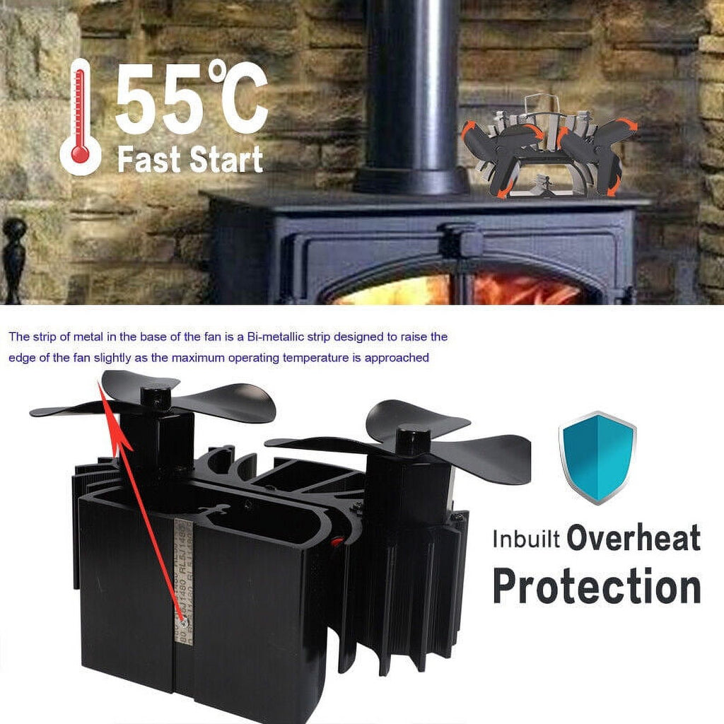 6 Blades Twin Motors Heat Powered Stove Fan O78523