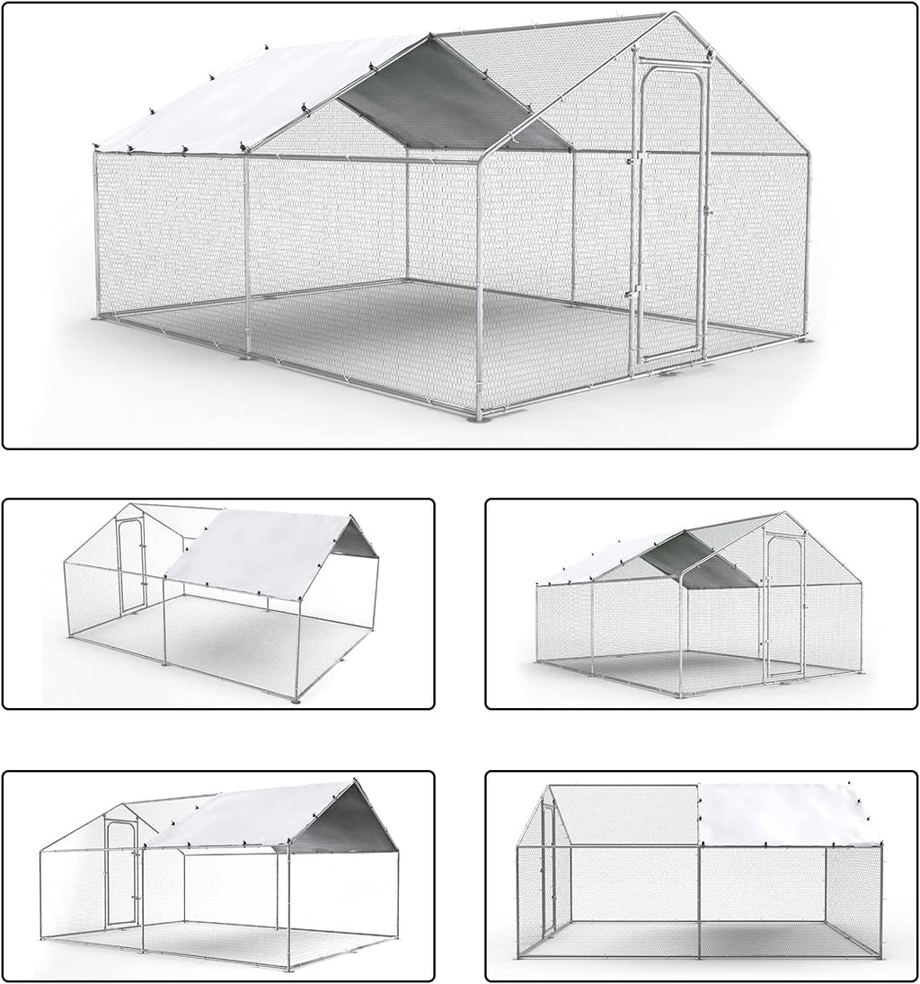 Large Metal Chicken Coop Run Outdoor Poultry Cage W950059