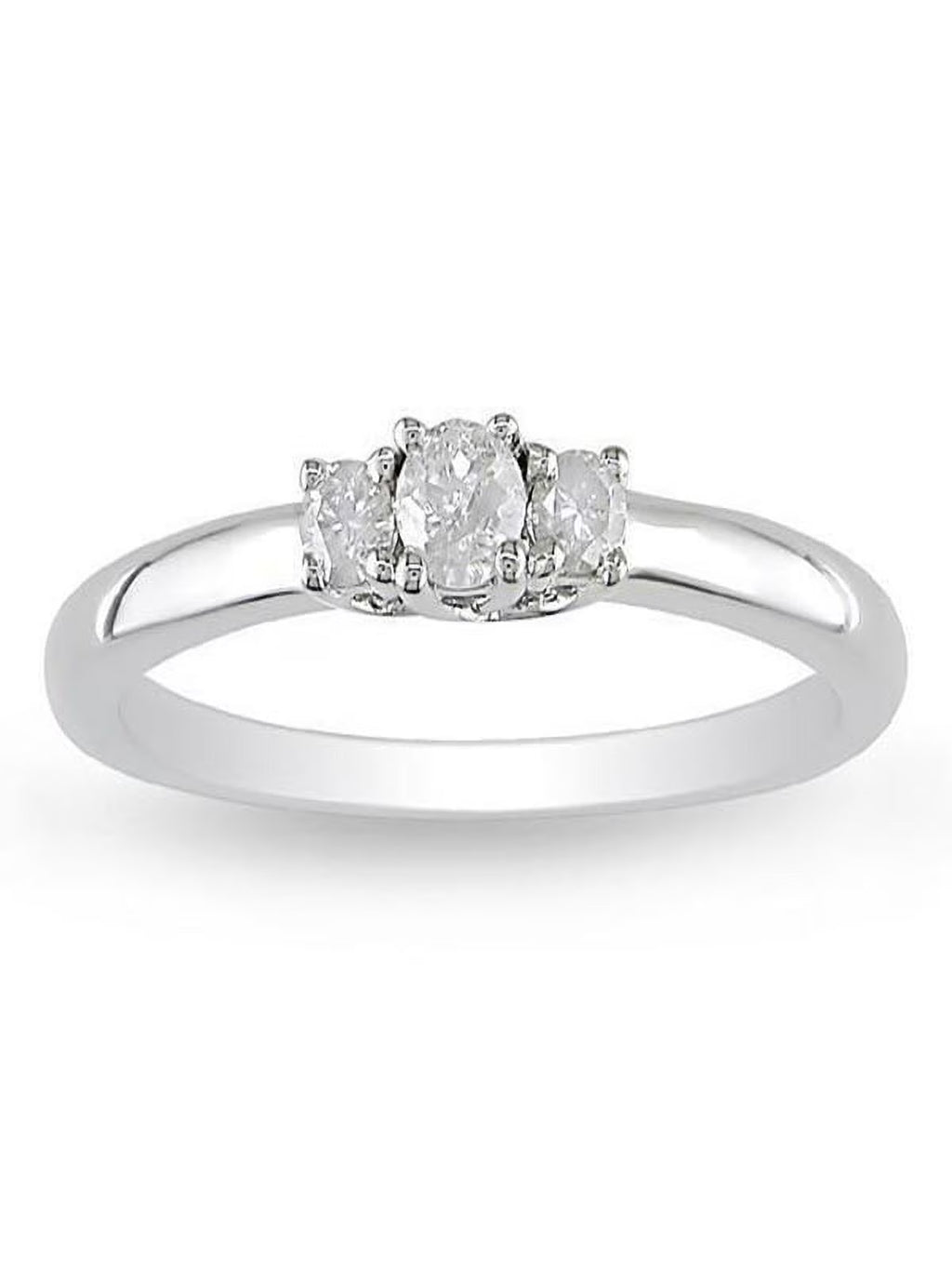 Three Stone Engagement Ring Half Carat Round Cut Diamond on Gold A6865