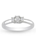 Three Stone Engagement Ring Half Carat Round Cut Diamond on Gold A6865