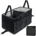 Car Seat Organizer with Side Mesh Pockets, Collapsible Trunk Cargo Storage Container (Black) D860074