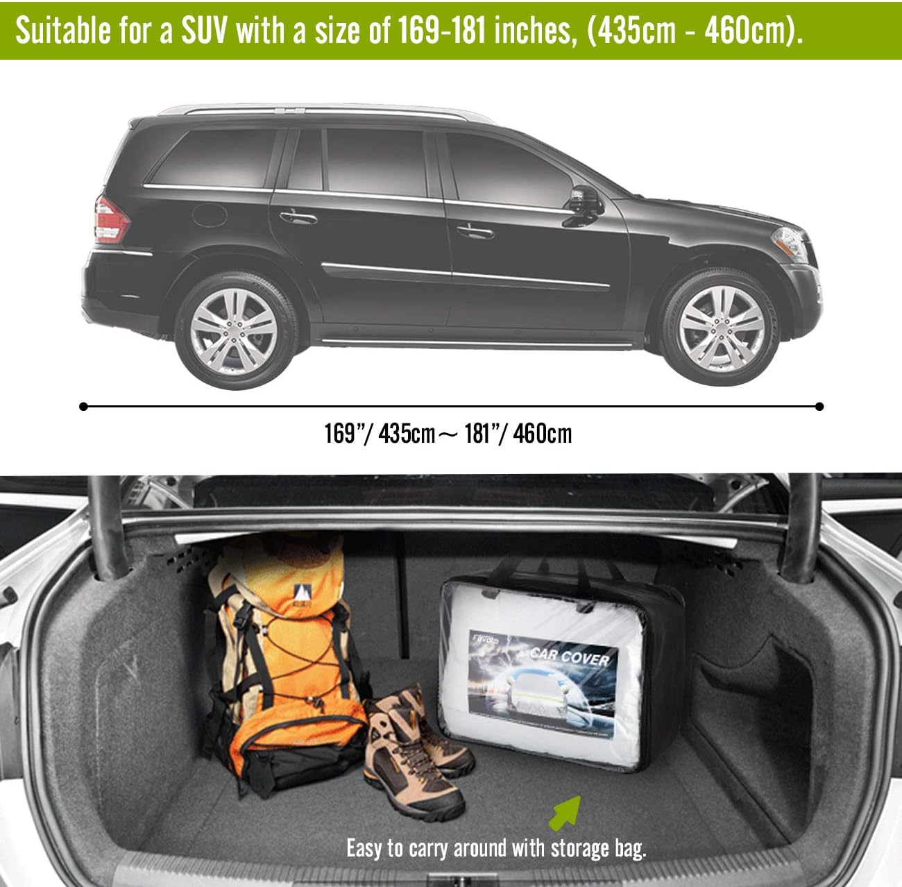 Car Cover SUV Cover 5 Layer Waterproof Windproof Dustproof Pack of 2 G739