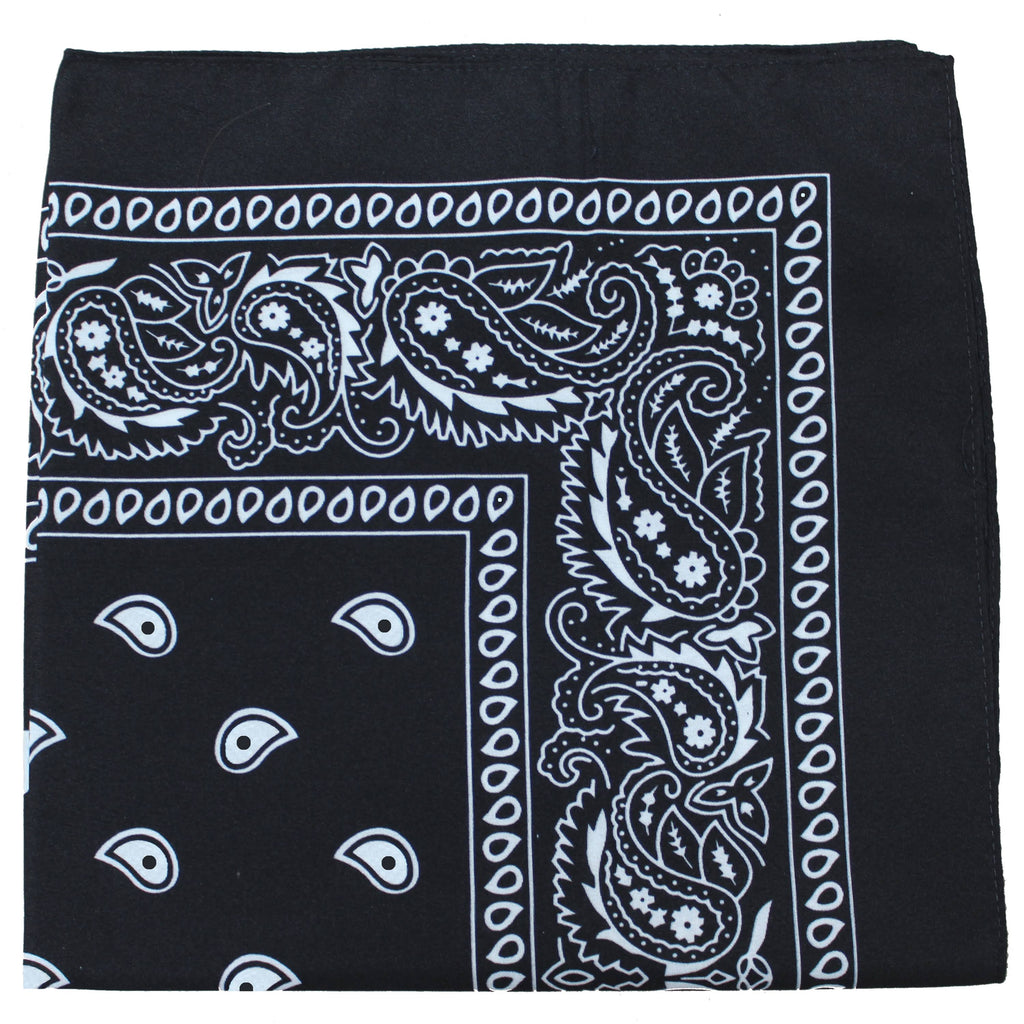 96 Pc 100% Cotton Double Sided Bandanas (Black) T98841