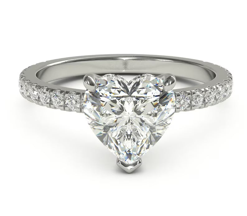 Heart Shaped Diamond Bridal Rings Solid 950 Platinum C67043