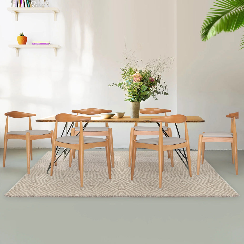 4 Pcs Mid-Century Dining Chair with Faux Leather Seat W9095