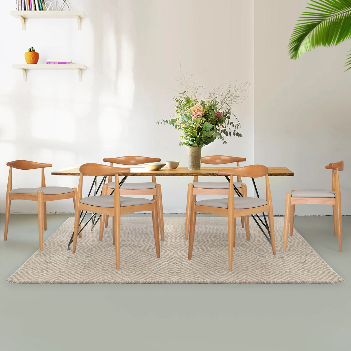 4 Pcs Mid-Century Dining Chair with Faux Leather Seat W9095