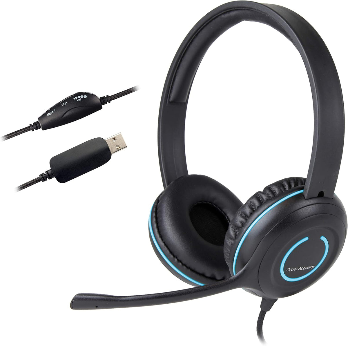 Stereo USB Headset with Noise Cancelling Mic and Adjustable Mic Boom O12464